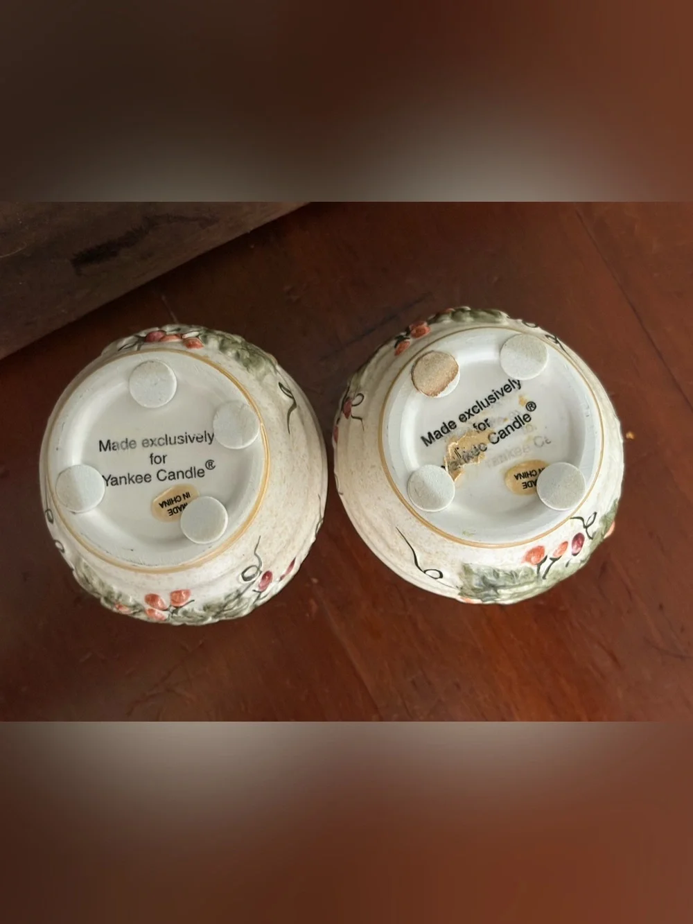 Yankee Candle Ceramic Floral Round Votive/Tea Light Holders Beige Green Pink
